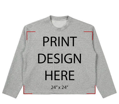 Double Panel Long Sleeve Heather Grey Print