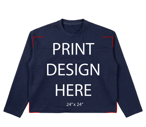 Double Panel Long Sleeve Navy Print
